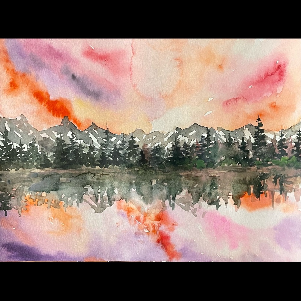 Grand Teton National park watercolor painting